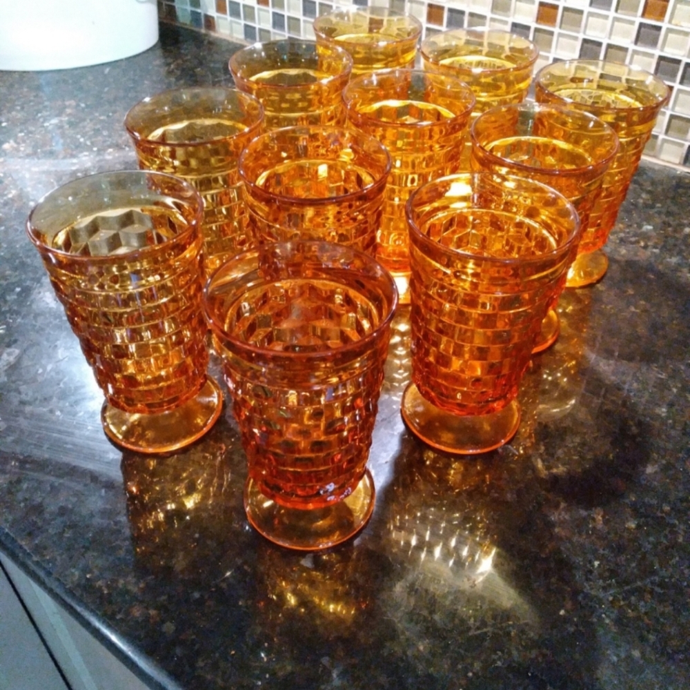 Vintage Colony Whitehall Amber glass goblets.  8z